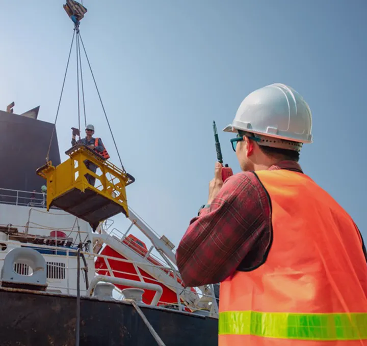 A container vessel alongside port operations in Egypt
